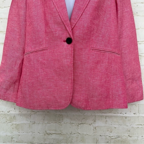 Talbots Pink Linen Button Lined Blazer NWOT - Picture 4 of 12